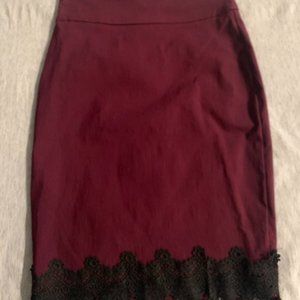 XS womans burgundy pencil skirt